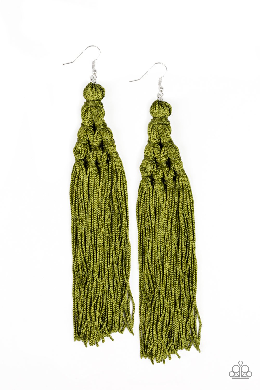 Magic Carpet Ride Tassel Earrings - Green