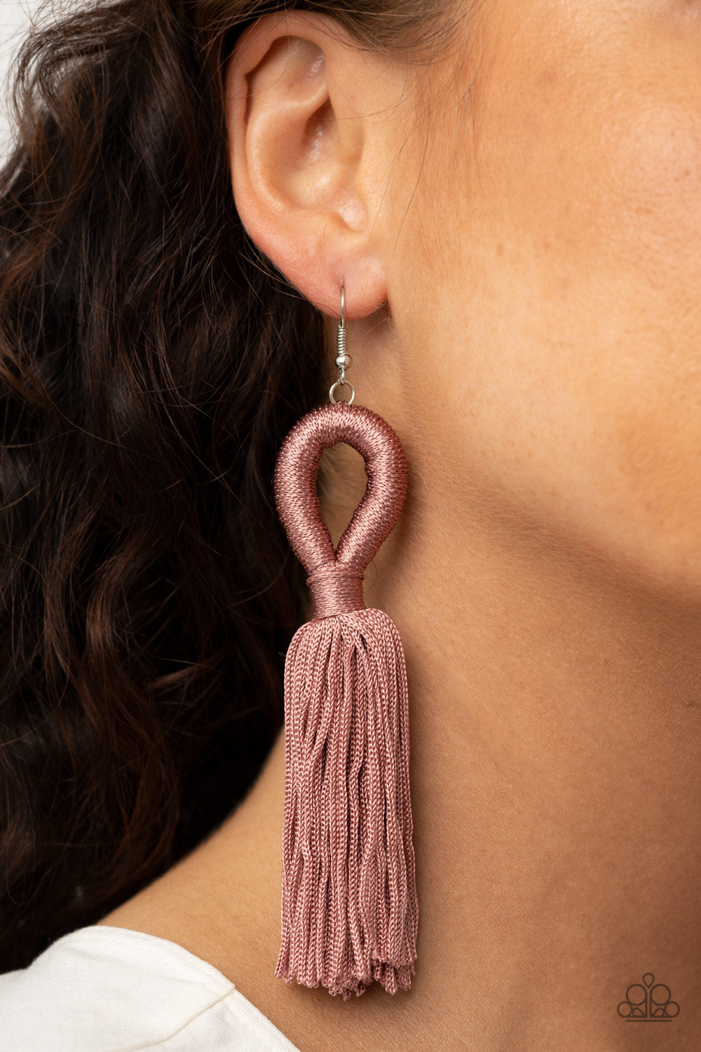 Tassels and Tiaras Earrings- Pink