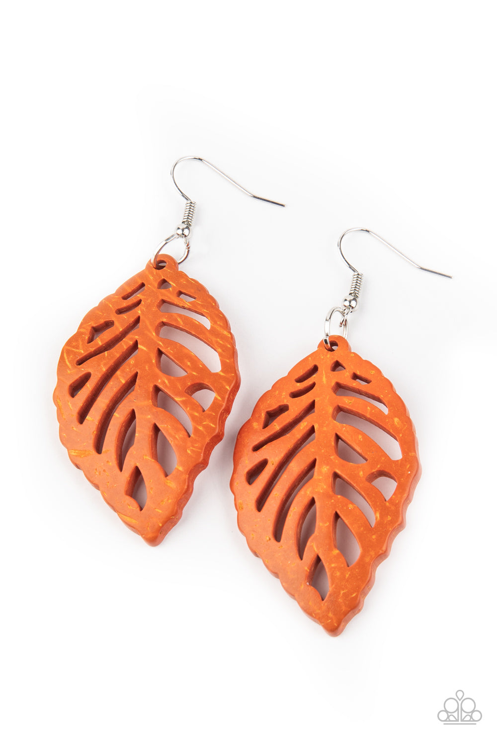 LEAF Em Hanging Earrings - Orange