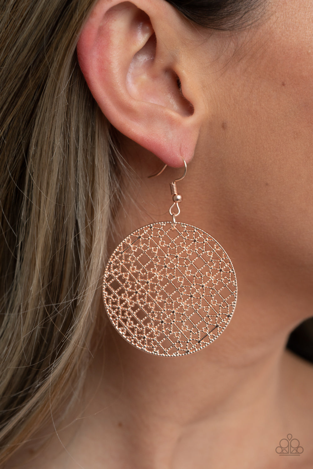 Metallic Mosaic Earrings - Rose Gold