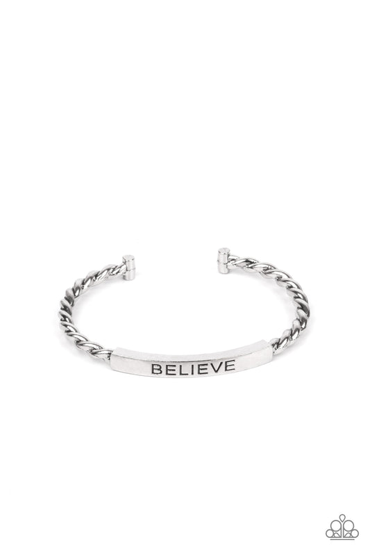 Keep Calm and Believe Bracelet - Silver