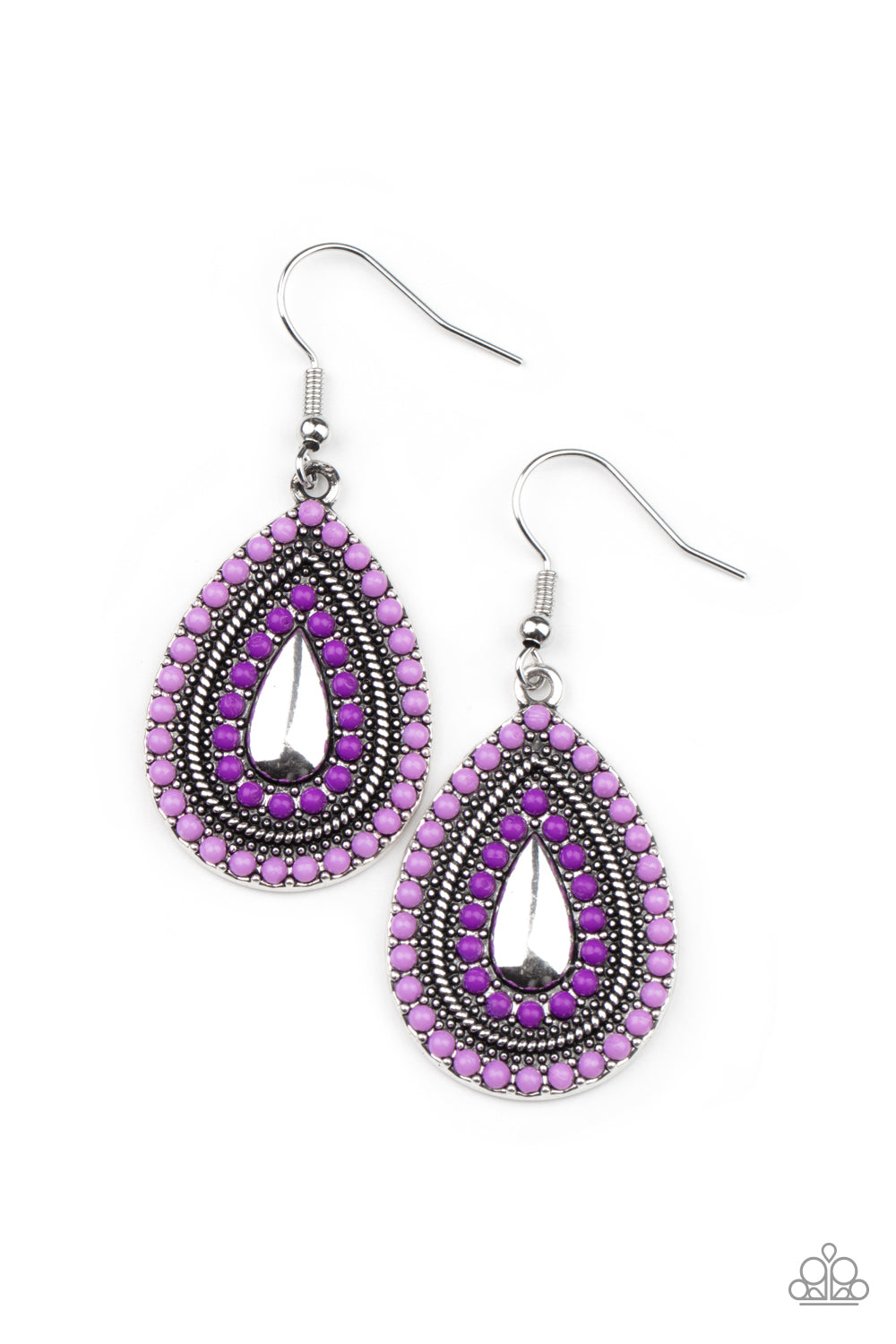 Beaded Bonanza Earrings - Purple