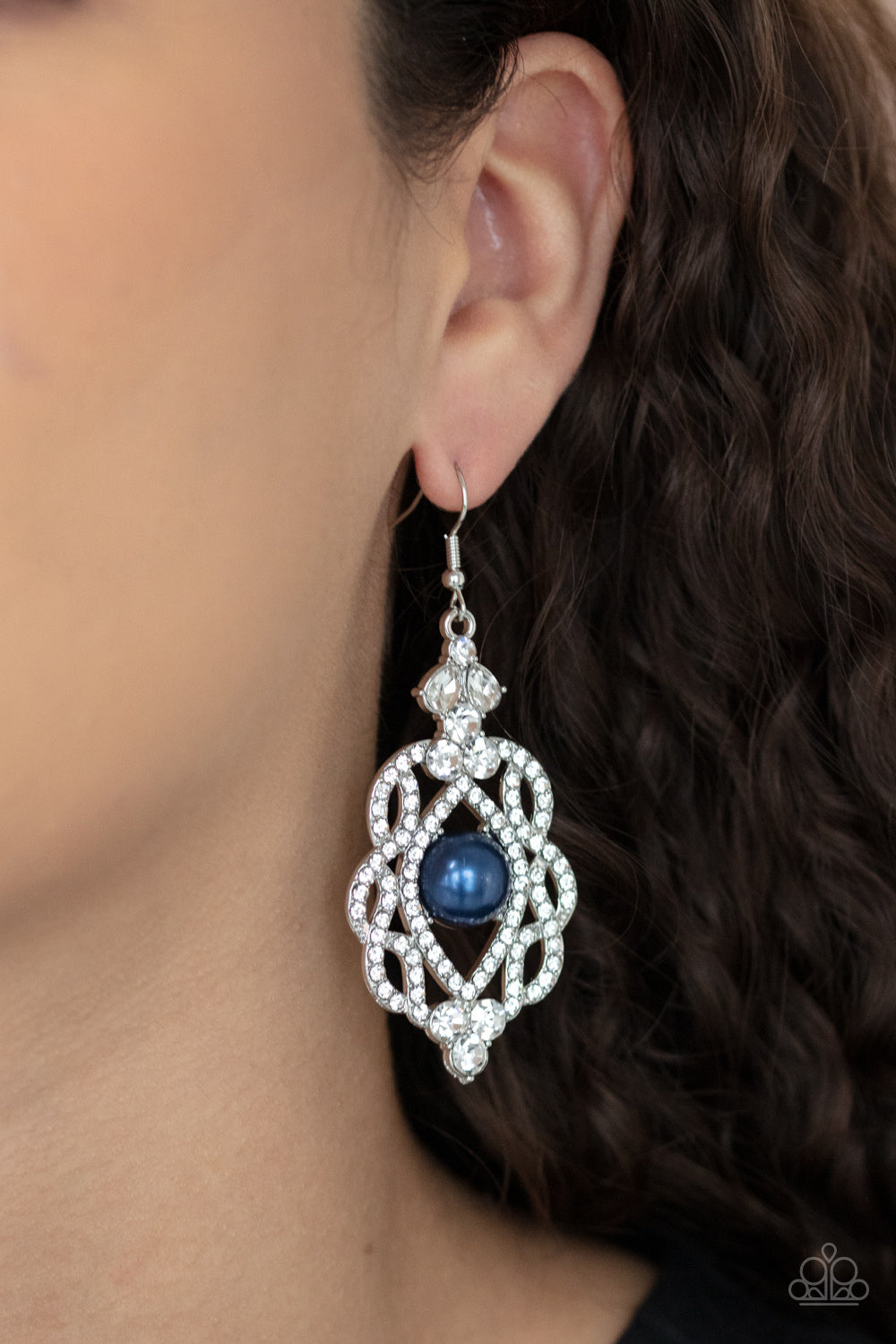Rhinestone Renaissance Earrings - Blue
