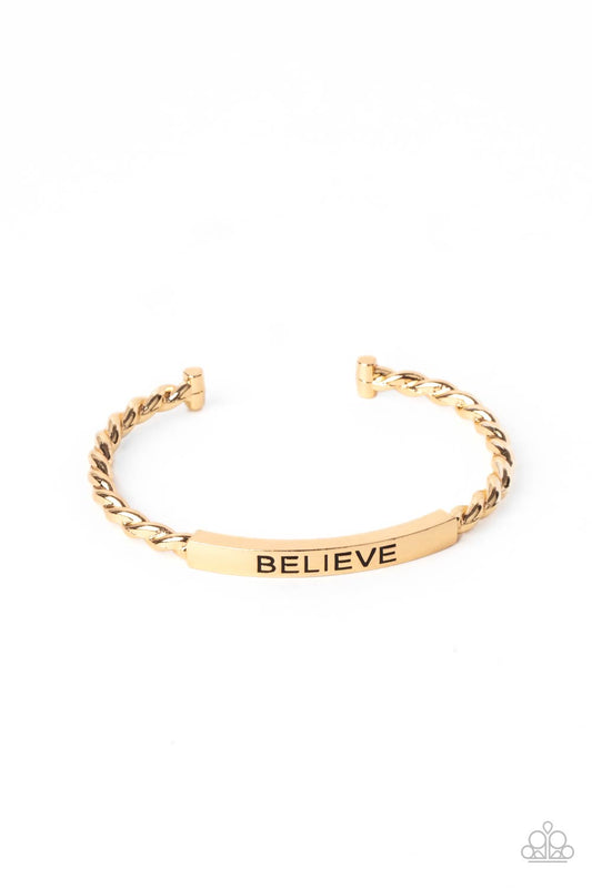 Keep Calm and Believe Bracelet - Gold