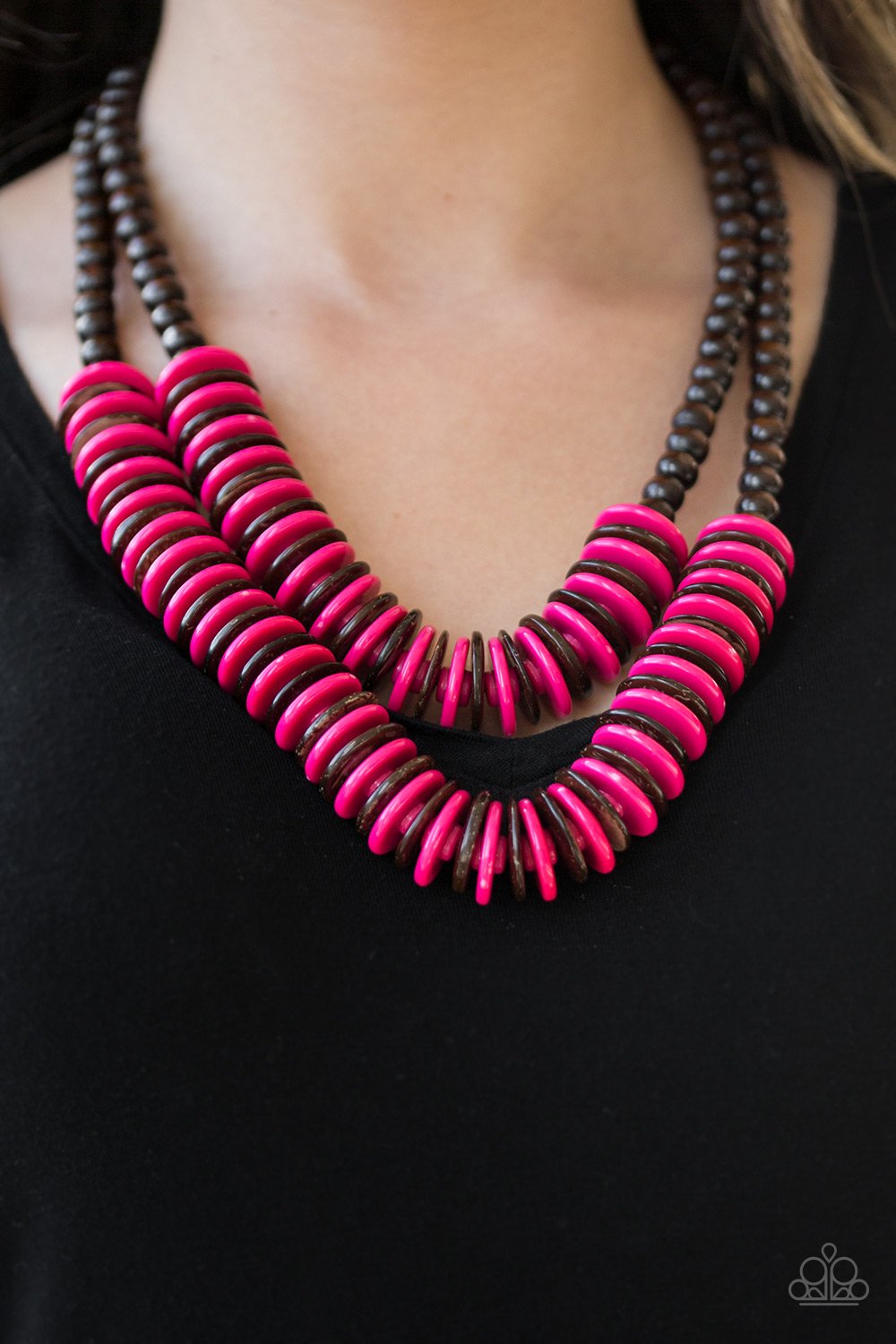 DOMINICAN DISCO Necklace - PINK AND BROWN