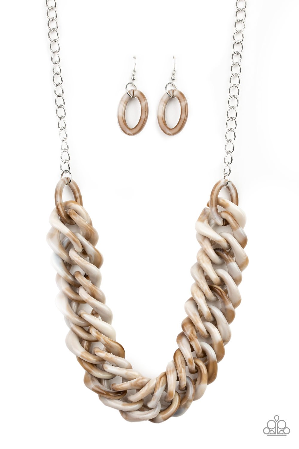 COMIN IN HAUTE Necklace - BROWN MARBLE ACRYLIC